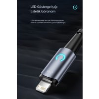 Newface Toocki TQ-X02 1M 2.4A Hasırlı Usb to Lightning Hızlı Şarj Kablosu - Gri