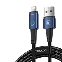 Newface Toocki TQ-X02 1M 2.4A Hasırlı Usb to Lightning Hızlı Şarj Kablosu - Mavi