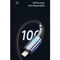 Newface Toocki TQ-X02 1M 2.4A Hasırlı Usb to Lightning Hızlı Şarj Kablosu - Mavi