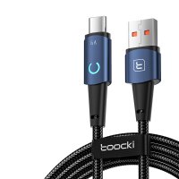 Newface Toocki TQ-X02F 1M 66W Hasırlı Usb to Type-C PD Hızlı Şarj Kablosu - Mavi