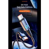 Newface Toocki TQ-X02F 1M 66W Hasırlı Usb to Type-C PD Hızlı Şarj Kablosu - Siyah