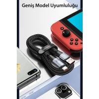 Newface Toocki TQ-X02F 1M 66W Hasırlı Usb to Type-C PD Hızlı Şarj Kablosu - Siyah