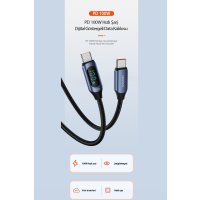 Newface Toocki TQ-X03 2M 100W Hasırlı Type-C to Type-C PD Hızlı Şarj Kablosu - Mavi