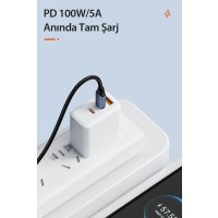 Newface Toocki TQ-X03 2M 100W Hasırlı Type-C to Type-C PD Hızlı Şarj Kablosu - Siyah