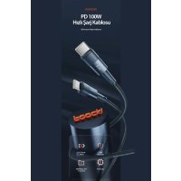Newface Toocki TQ-X08 2M 100W Hasırlı Type-C to Type-C PD Hızlı Şarj Kablosu - Siyah