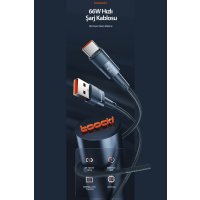 Newface Toocki TQ-X08F 1M 66W Hasırlı Usb to Type-C PD Hızlı Şarj Kablosu - Siyah
