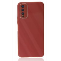 Newface Vivo Y20 Kılıf Glass Kapak - Bordo