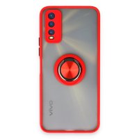 Newface Vivo Y11S Kılıf Montreal Yüzüklü Silikon Kapak - Kırmızı