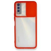Newface Vivo Y11S Kılıf Palm Buzlu Kamera Sürgülü Silikon - Kırmızı