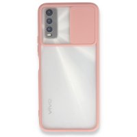 Newface Vivo Y11S Kılıf Palm Buzlu Kamera Sürgülü Silikon - Pembe