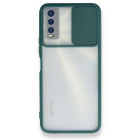 Newface Vivo Y11S Kılıf Palm Buzlu Kamera Sürgülü Silikon - Yeşil