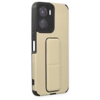Newface Vivo Y16 Kılıf Mega Standlı Silikon - Gold