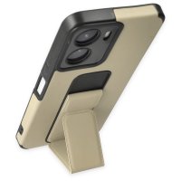 Newface Vivo Y16 Kılıf Mega Standlı Silikon - Gold