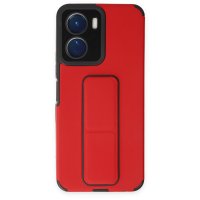 Newface Vivo Y16 Kılıf Mega Standlı Silikon - Kırmızı