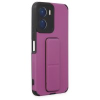 Newface Vivo Y16 Kılıf Mega Standlı Silikon - Mor