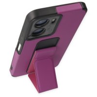 Newface Vivo Y16 Kılıf Mega Standlı Silikon - Mor