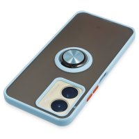 Newface Vivo Y16 Kılıf Montreal Yüzüklü Silikon Kapak - Buz Mavi