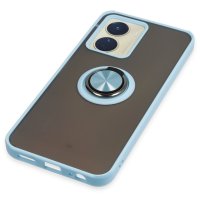 Newface Vivo Y16 Kılıf Montreal Yüzüklü Silikon Kapak - Buz Mavi