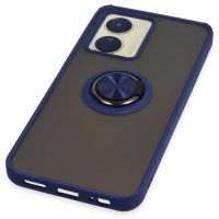 Newface Vivo Y16 Kılıf Montreal Yüzüklü Silikon Kapak - Lacivert