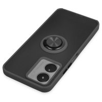 Newface Vivo Y16 Kılıf Montreal Yüzüklü Silikon Kapak - Siyah