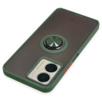 Newface Vivo Y16 Kılıf Montreal Yüzüklü Silikon Kapak - Yeşil