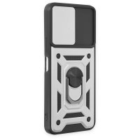 Newface Vivo Y16 Kılıf Pars Lens Yüzüklü Silikon - Gümüş