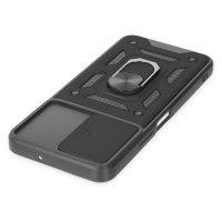 Newface Vivo Y16 Kılıf Pars Lens Yüzüklü Silikon - Siyah