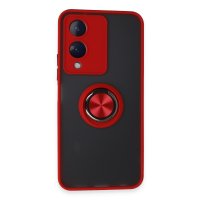 Newface Vivo Y17S Kılıf Montreal Yüzüklü Silikon Kapak - Kırmızı