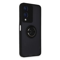Newface Vivo Y17S Kılıf Montreal Yüzüklü Silikon Kapak - Siyah