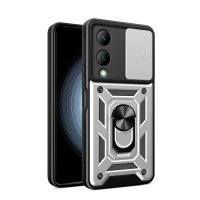 Newface Vivo Y17S Kılıf Pars Lens Yüzüklü Silikon - Gümüş