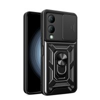 Newface Vivo Y17S Kılıf Pars Lens Yüzüklü Silikon - Siyah