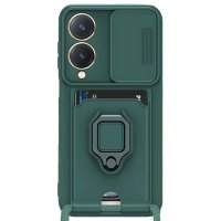 Newface Vivo Y17S Kılıf Zuma Kartvizitli Yüzüklü Silikon - Yeşil
