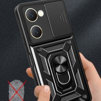 Newface Vivo Y18 Kılıf Pars Lens Yüzüklü Silikon - Kırmızı
