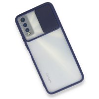 Newface Vivo Y20 Kılıf Palm Buzlu Kamera Sürgülü Silikon - Lacivert