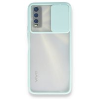 Newface Vivo Y20 Kılıf Palm Buzlu Kamera Sürgülü Silikon - Turkuaz