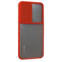 Newface Vivo Y21 Kılıf Palm Buzlu Kamera Sürgülü Silikon - Kırmızı