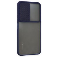 Newface Vivo Y21 Kılıf Palm Buzlu Kamera Sürgülü Silikon - Lacivert