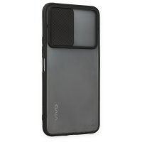 Newface Vivo Y21 Kılıf Palm Buzlu Kamera Sürgülü Silikon - Siyah