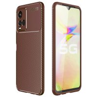 Newface Vivo Y21S Kılıf Auto Focus Karbon Kapak - Kahverengi