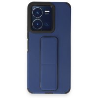Newface Vivo Y22S Kılıf Mega Standlı Silikon - Mavi