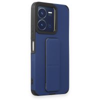 Newface Vivo Y22S Kılıf Mega Standlı Silikon - Mavi