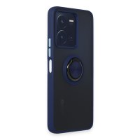 Newface Vivo Y22S Kılıf Montreal Yüzüklü Silikon Kapak - Lacivert
