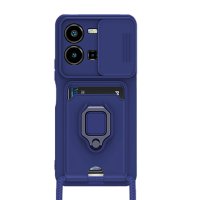 Newface Vivo Y22S Kılıf Zuma Kartvizitli Yüzüklü Silikon - Lacivert