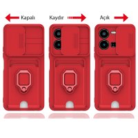 Newface Vivo Y22S Kılıf Zuma Kartvizitli Yüzüklü Silikon - Siyah