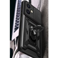 Newface Vivo Y27 Kılıf Pars Lens Yüzüklü Silikon - Siyah