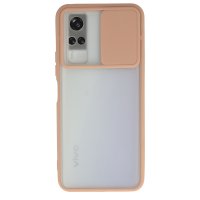 Newface Vivo Y31 2021 Kılıf Palm Buzlu Kamera Sürgülü Silikon - Pembe