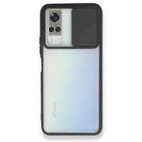 Newface Vivo Y31 2021 Kılıf Palm Buzlu Kamera Sürgülü Silikon - Siyah