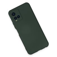 Newface Vivo Y33S Kılıf Nano içi Kadife  Silikon - Koyu Yeşil