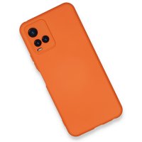 Newface Vivo Y33S Kılıf Nano içi Kadife Silikon - Turuncu