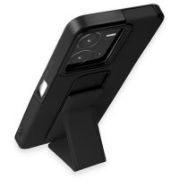 Newface Vivo Y35 Kılıf Mega Standlı Silikon - Siyah